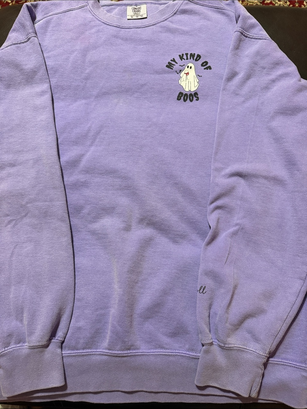Comfort Colors Lavender Crewneck Sweatshirt with 'My Kind of Boos' Ghost Graphic